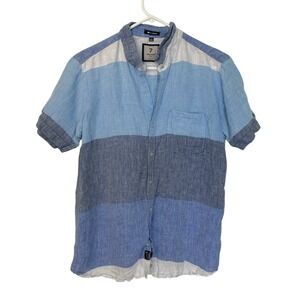 7 Diamonds Men's Blue Stripe Casual Button-Down Shirt 👕